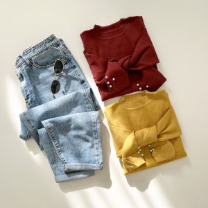 بافت آستین دوبل نگینی