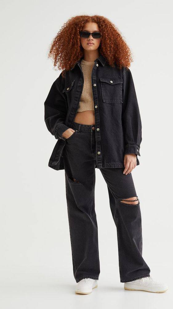 کت جین ذغالی hm وارداتی زنانه اوورسایز سایزبزرگ بیگ سایز