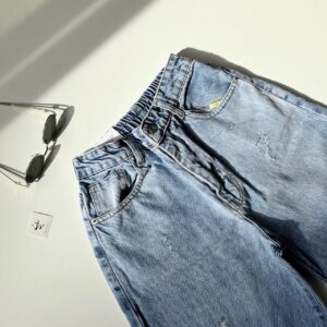 شلوار جین نیم بگ زاپدار