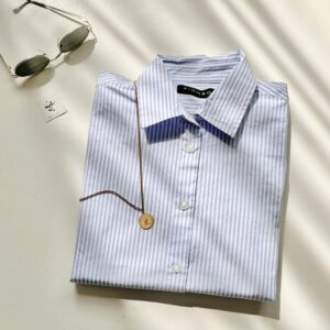 شومیز راهراه آبی روشن Ovs