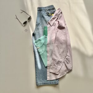 شومیز راهراه صورتی وارداتی hm