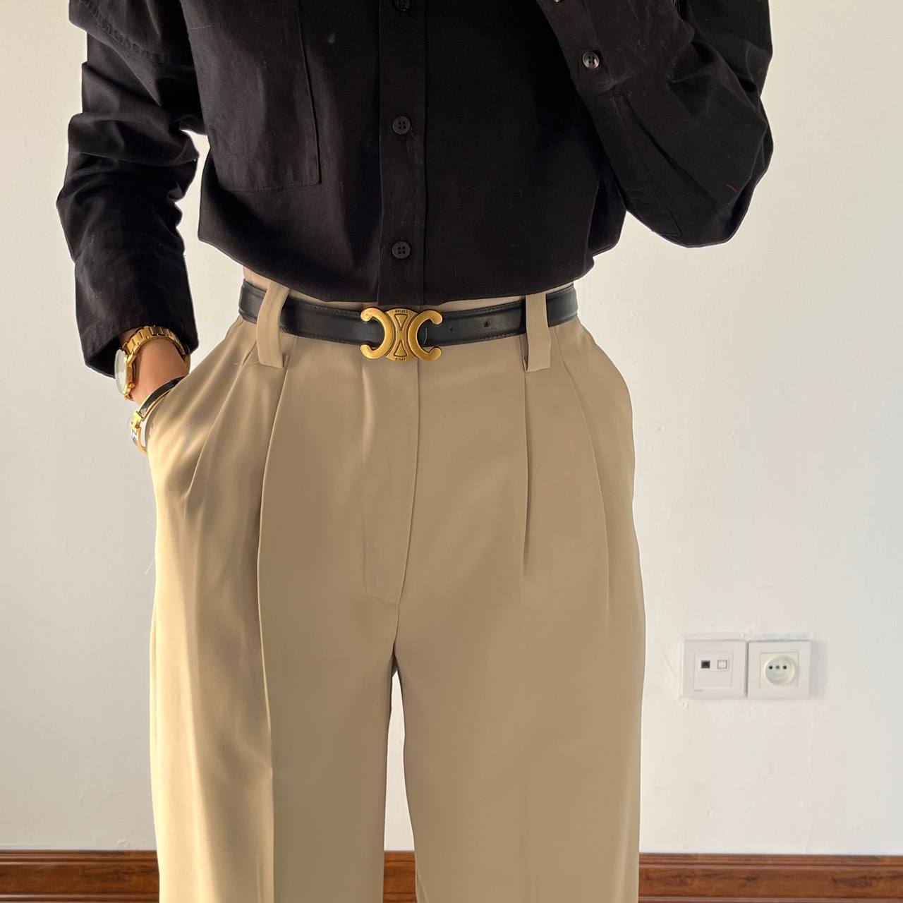 شلوار بگ کرپ لاولی خاکی - Image 2