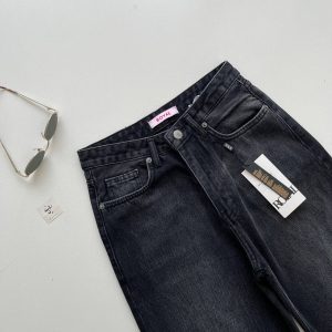 شلوار جین نیم بگ ذغالی کمند