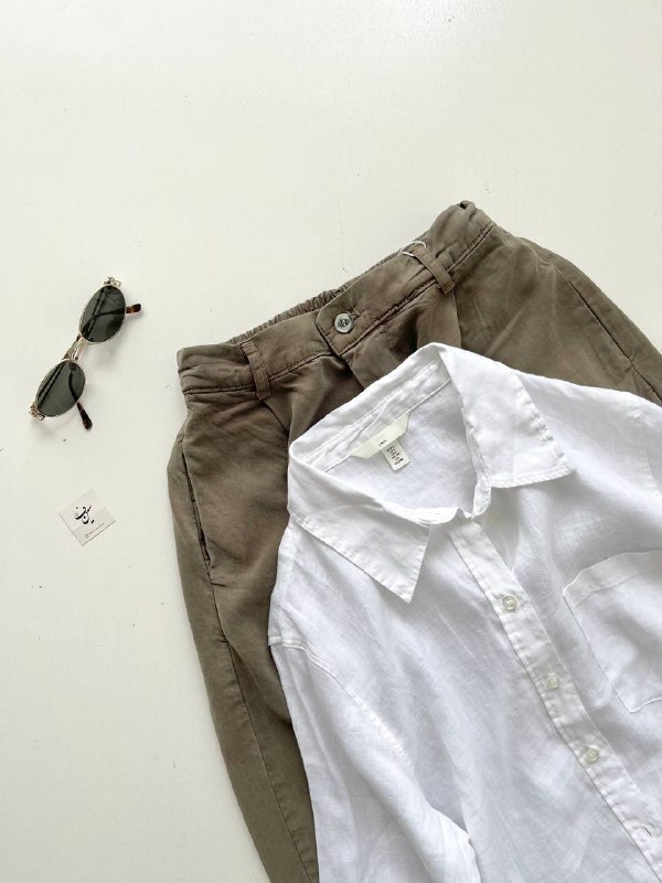 شومیز لینن سفید ابر