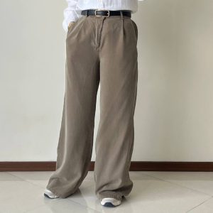 شلوار بگ سیلک رادین زیتونی