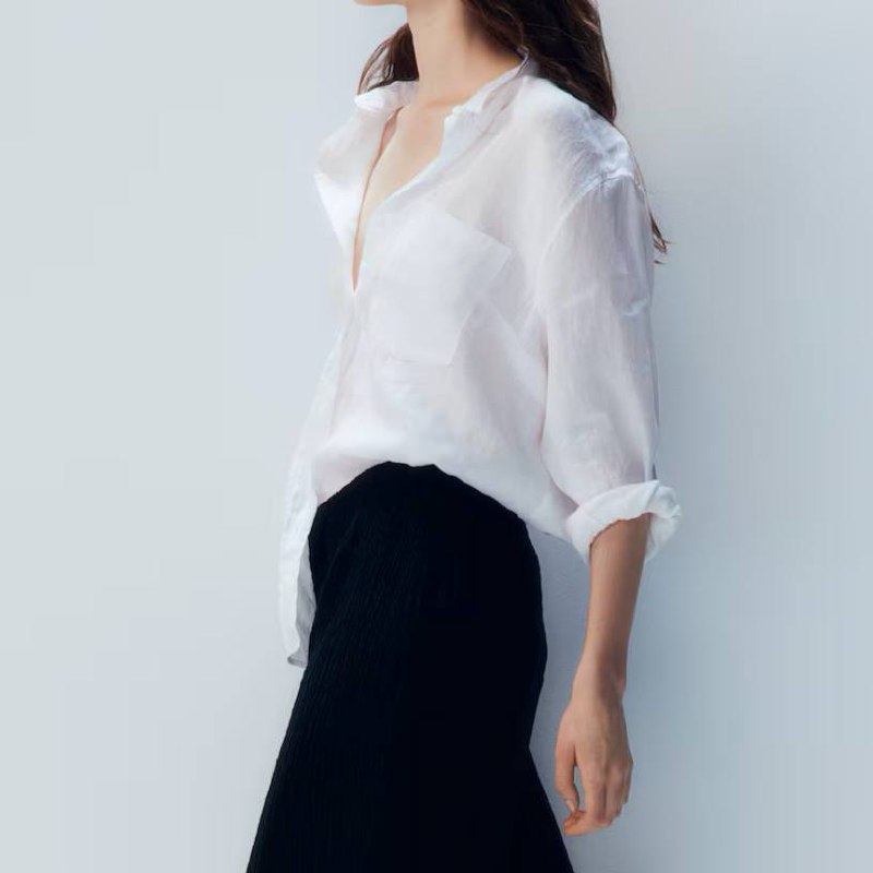 شومیز لینن سفید ابر - Image 3