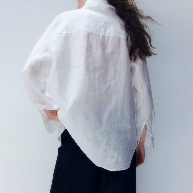 شومیز لینن سفید ابر - Image 4