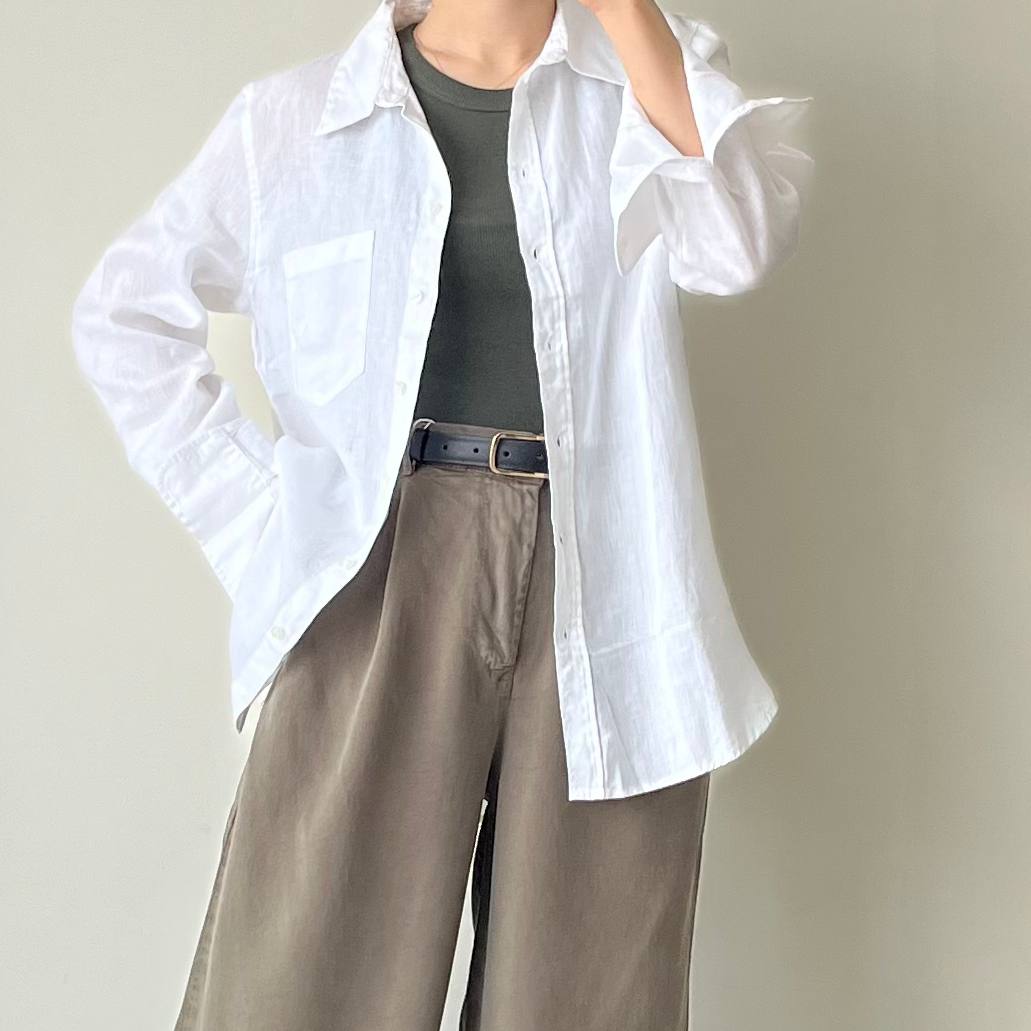 شومیز لینن سفید ابر - Image 6