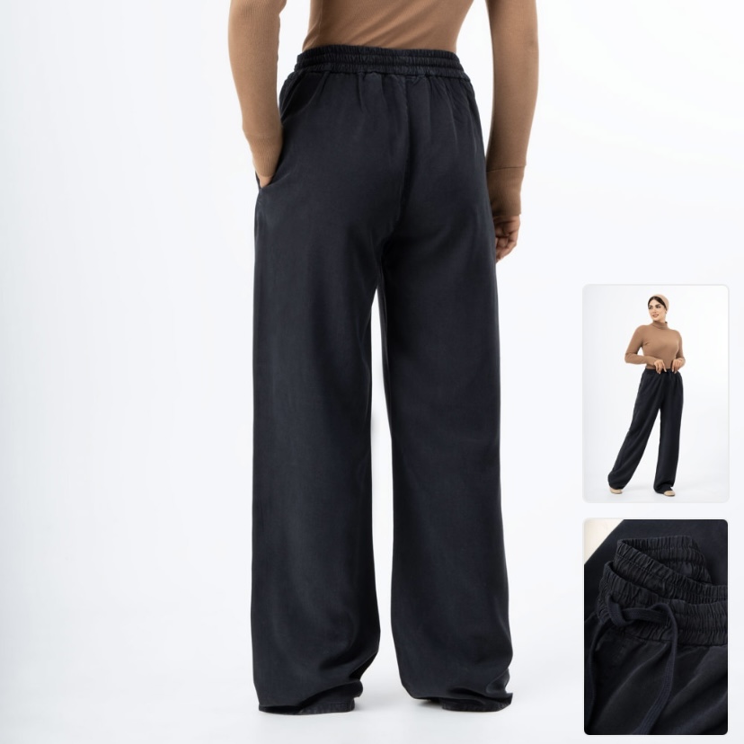 شلوار بگ سیلک رویال سرمه ای - Image 7