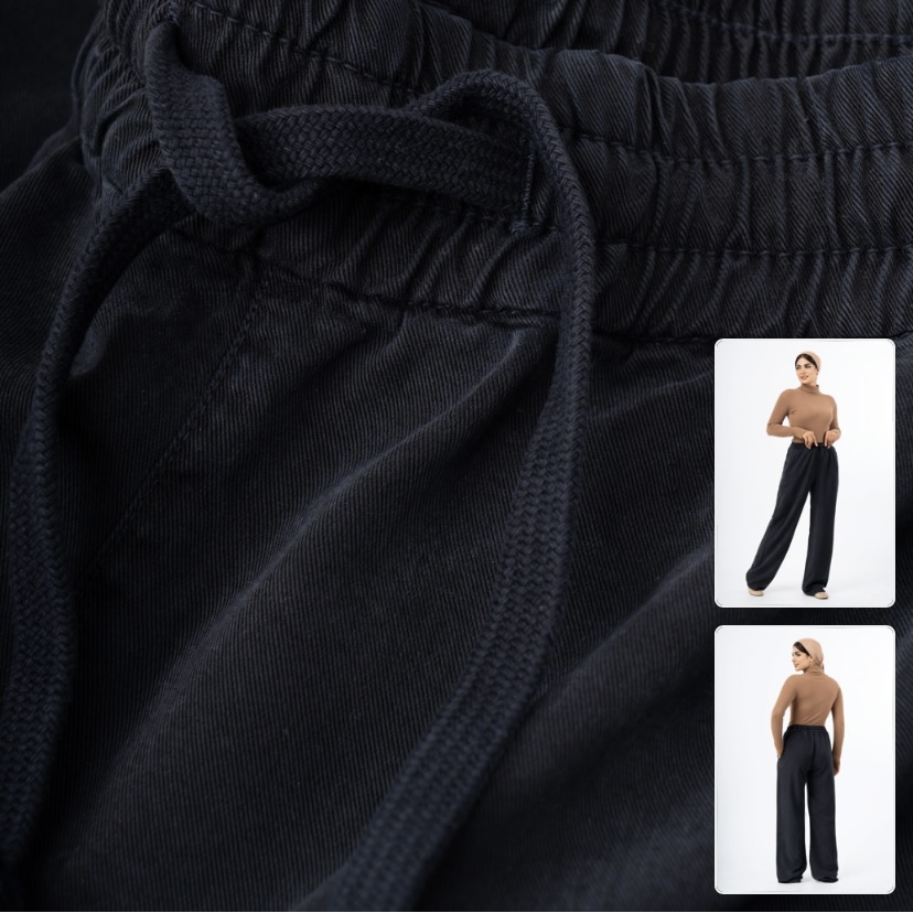 شلوار بگ سیلک رویال سرمه ای - Image 6