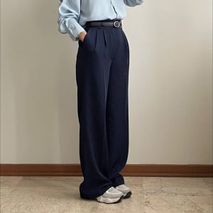 شلوار بگ کرپ لاولی سرمه ای