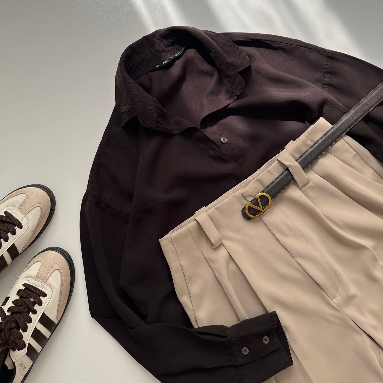 شلوار بگ کرپ لاولی کرم استخوانی - Image 6