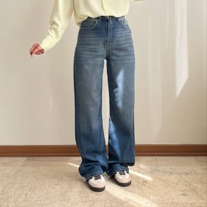 شلوار جین نیم بگ پرنیا