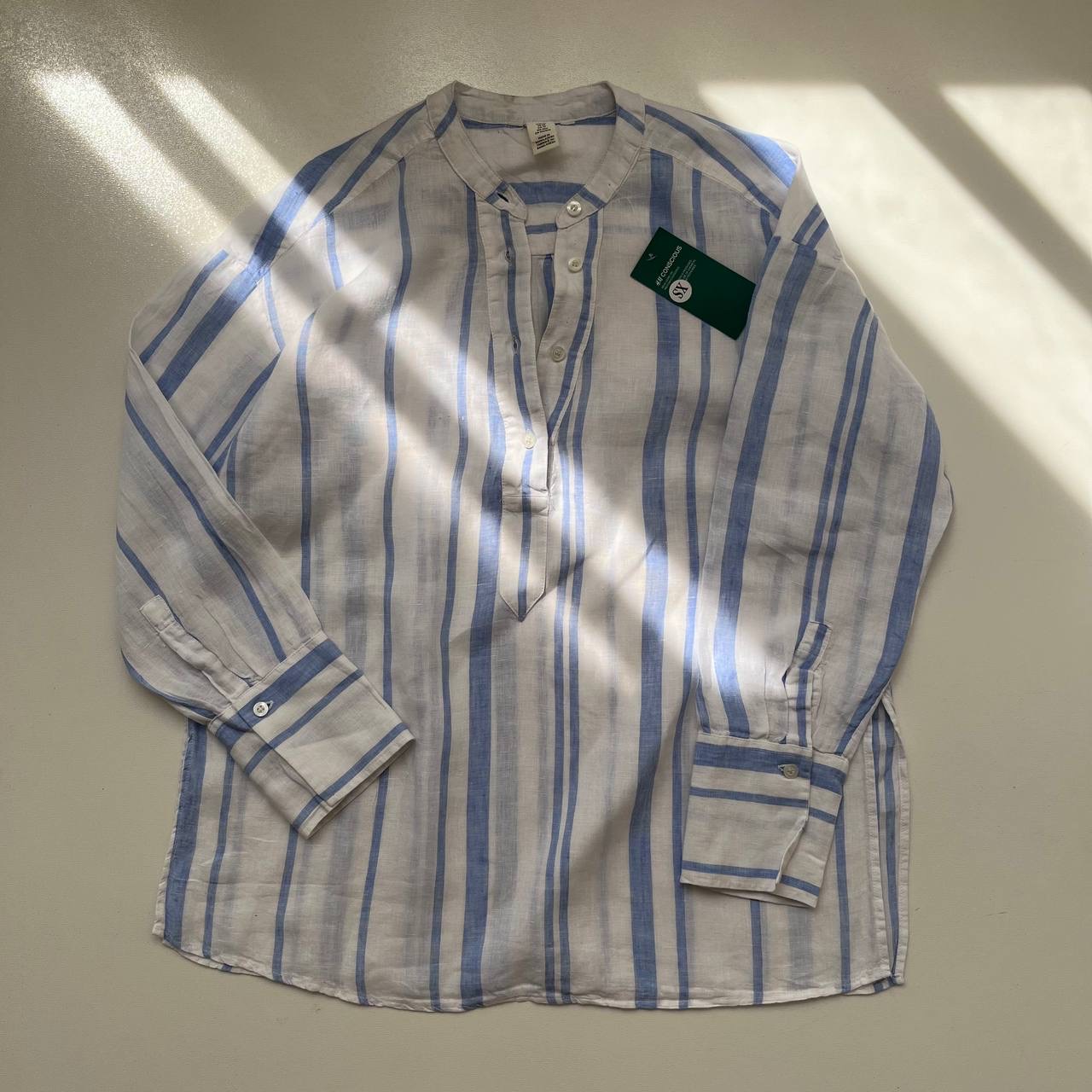 شومیز راهراه لینن بلو - Image 11