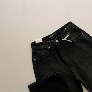 شلوار جین نیم بگ ذغالی ساغر