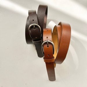 کمربند چرم ساده قهوه ای